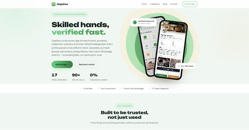 GigsDex freelance gig marketplace screenshot