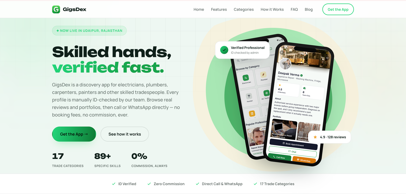 GigsDex freelance gig marketplace screenshot